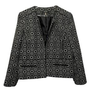 Nine West Collarless Long Sleeve Open Lined Blazer Black and Tan Size 12